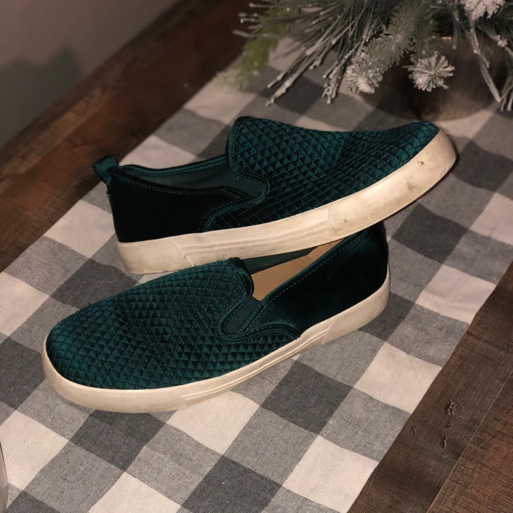 Call it spring green metallic slide ons